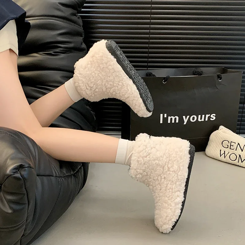Thick Bottom Round Head with Velvet Warm Waterproof Platform Fashion All Comfortable Non-slip Breathable Women's Ankle Boots