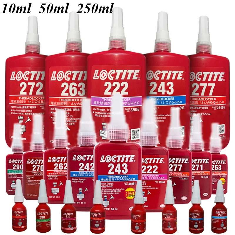 50ml 250ml Loctite 243 242 222 241 Screw Adhesive 261 262 270 271 272 277 290 Thread Locking Glue 601 603 609 620 638 648 680