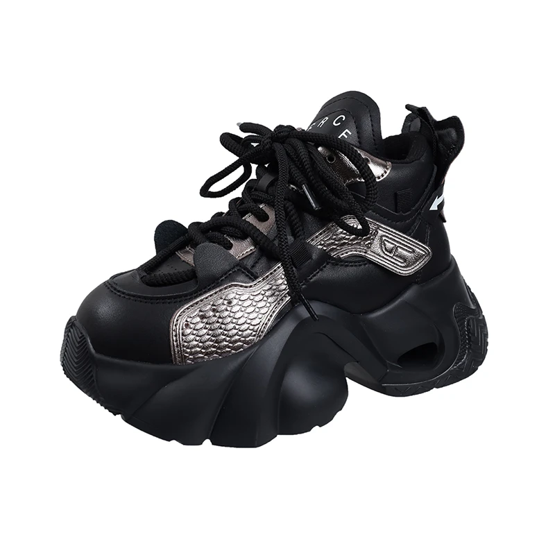 

Женские кожаные кроссовки на массивной платформе, дышащая повседневная обувь на высокой танкетке, новинка сезона осень-зима 2023, спортивные туфли для женщин