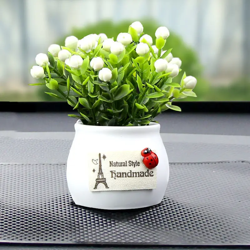 

Auto Interior Accessories Car Decorate Exquisite Mini Cute Gift Potted Plant Ornament Dashboard Indoor Tabletop Decoration 1Pcs