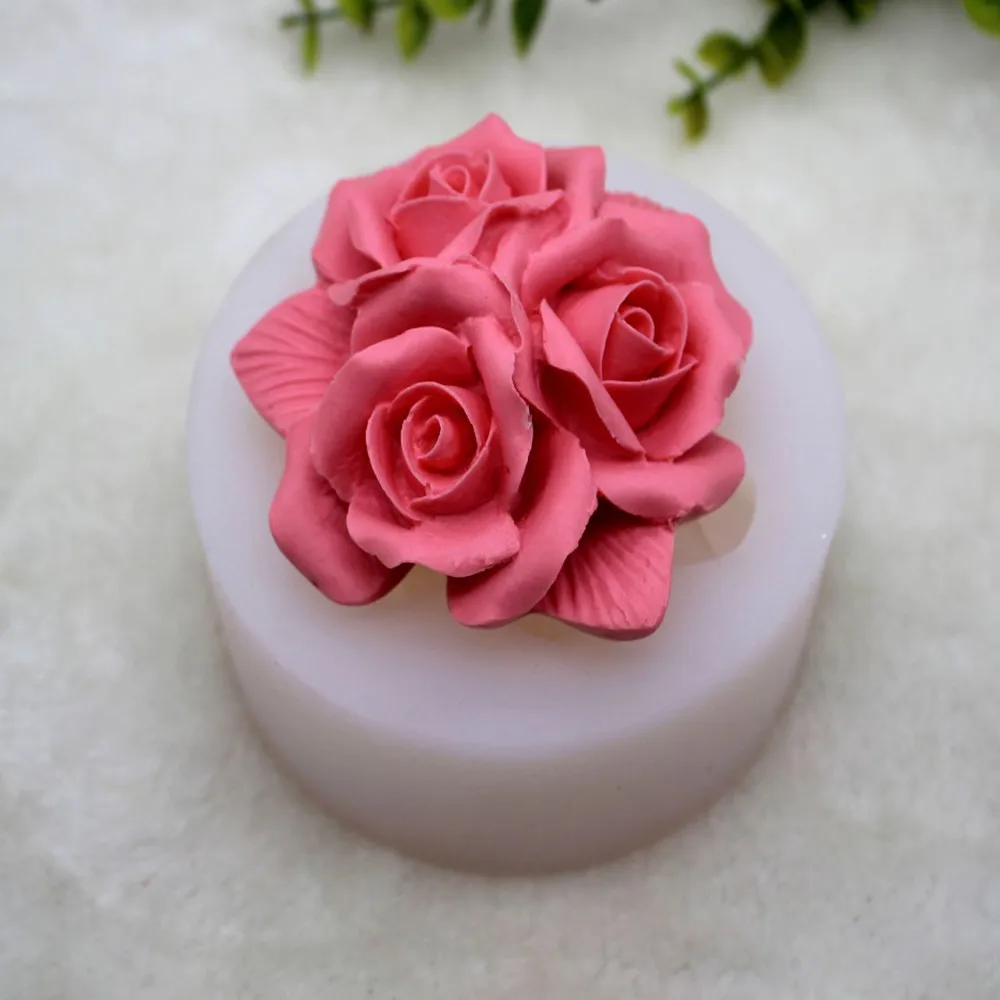 

Новый товар! 1 шт., силиконовая форма для мыла Lilys Three Roses (ZX353)