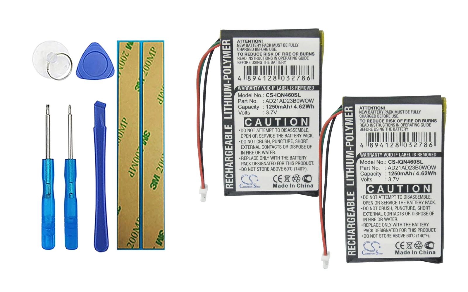 

2pack 1250mA Battery for Garmin Nuvi 465, Nuvi 465LTM, Nuvi 465T AD21AD23B0WOW