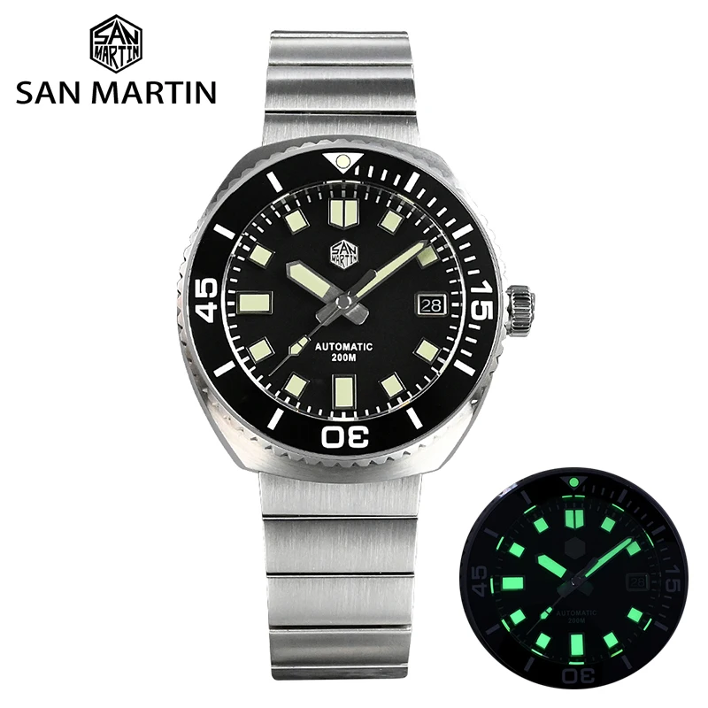 

San Martin Men Watches Original Design Retro Diver Watch Sapphire NH35A Automatic Mechanical 20Bar Ceramic Bezel C3 Luminous