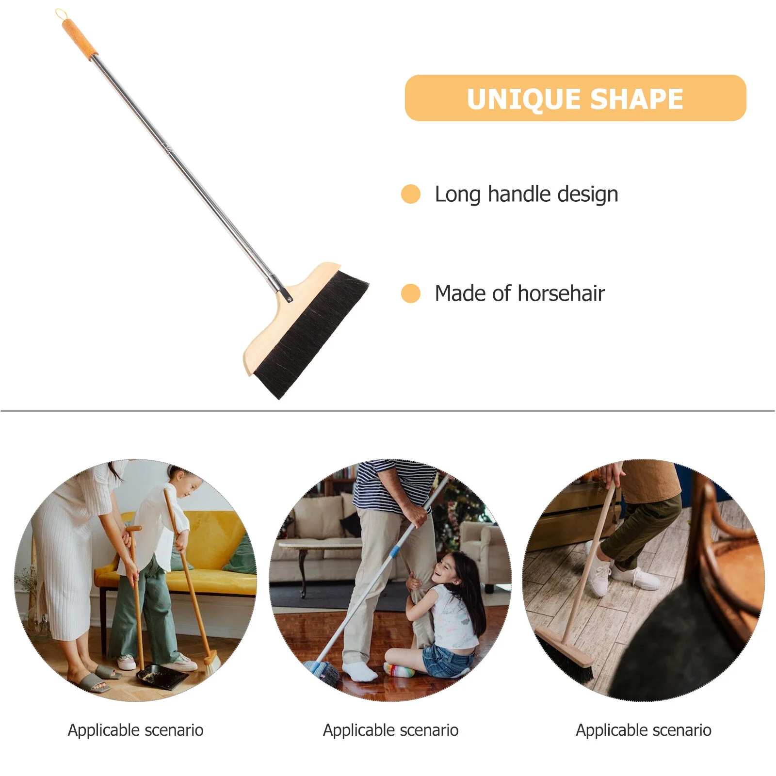 

Wooden House Outdoor Broom Household Soft Fur Home Horsehair Tile Surface Kitchen Stainless Steel Hardwood Floor