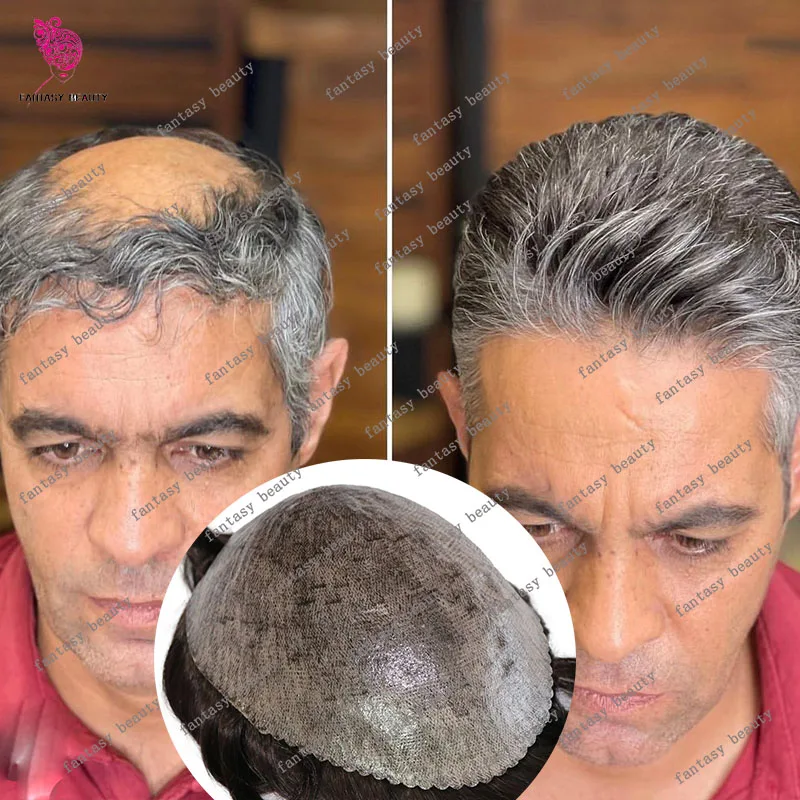 100% человеческие волосы поли кожа зубчатый натуральный Hairline мужской парик для