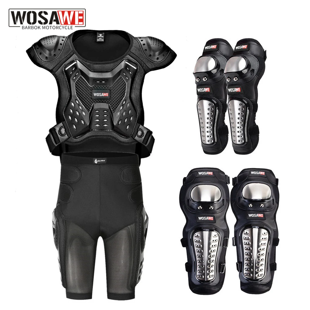 

WOSAWE Adult Sleeveless Motorcycle Armor Snowboard Body Protection Protective Elbow Kneepads Shorts Gear MTB Motocross Armor