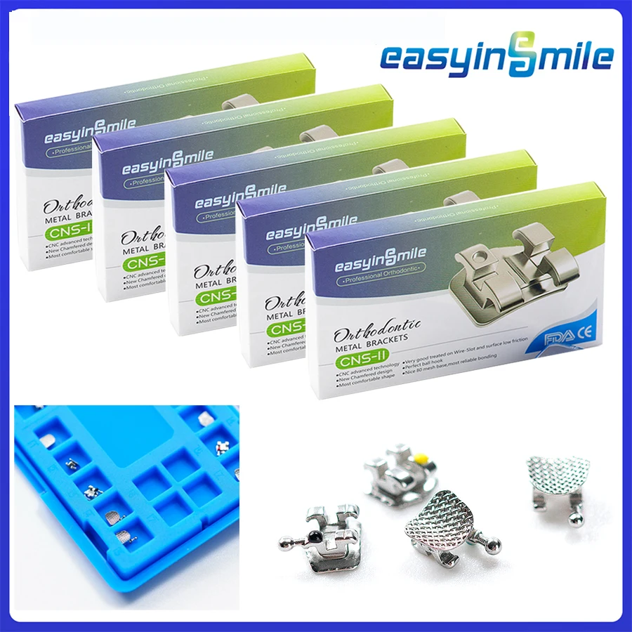 Фото 5 упаковок, стоматологический материал Easyinsmile для мини-кронштейна Orhto, металлические скобы Roth / MBT 345 022, высокое качество №1