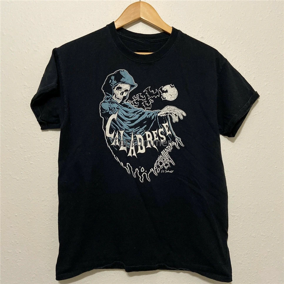 

Calabrese Band T-Shirt Medium Black Horror Punk Grim Reaper Skeleton Oversized Tee Shirt