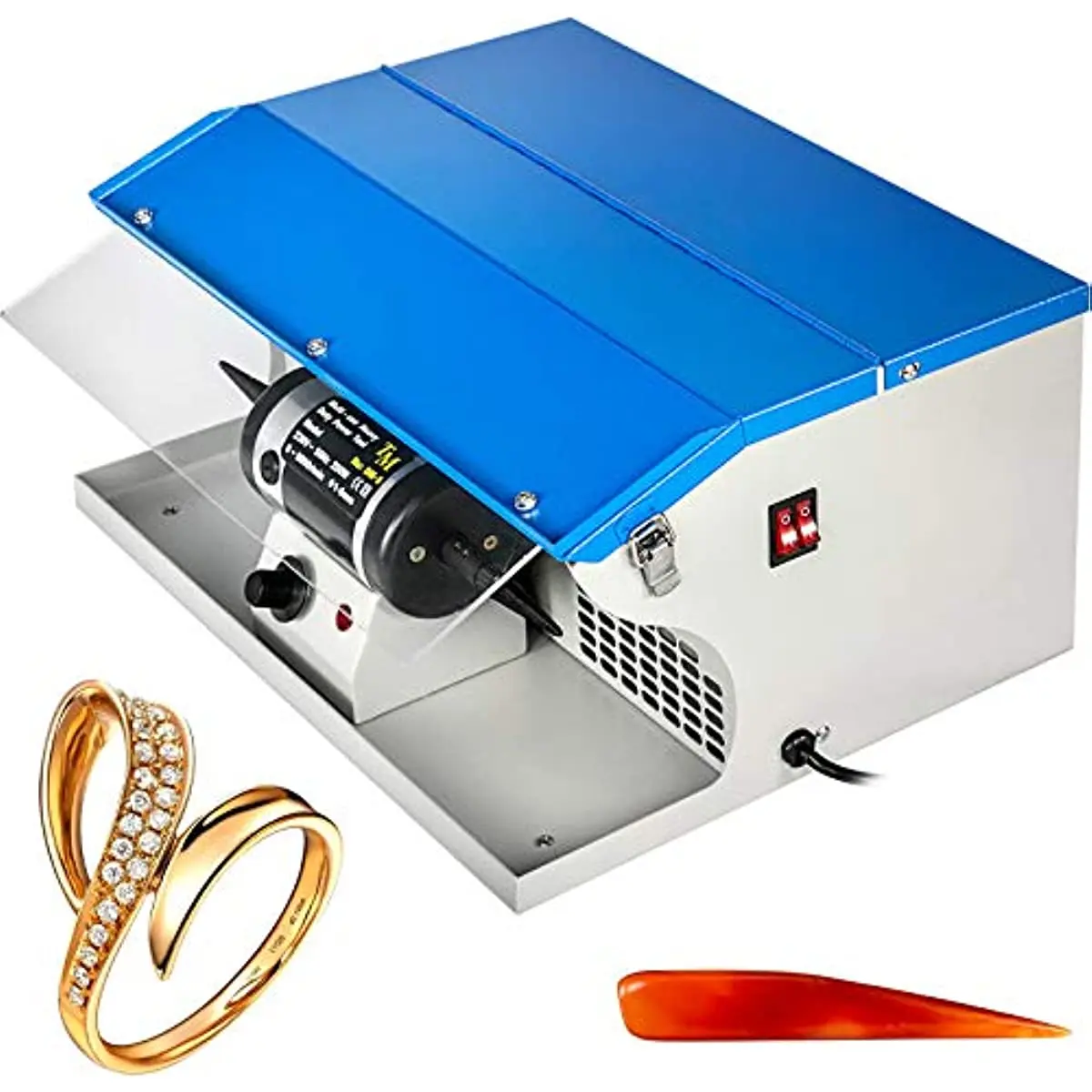 Polishing Buffing Machine 200W Jewelry Buffing Machine 220V Jewelry Polishing Tool Dust Collector with Light Table Top