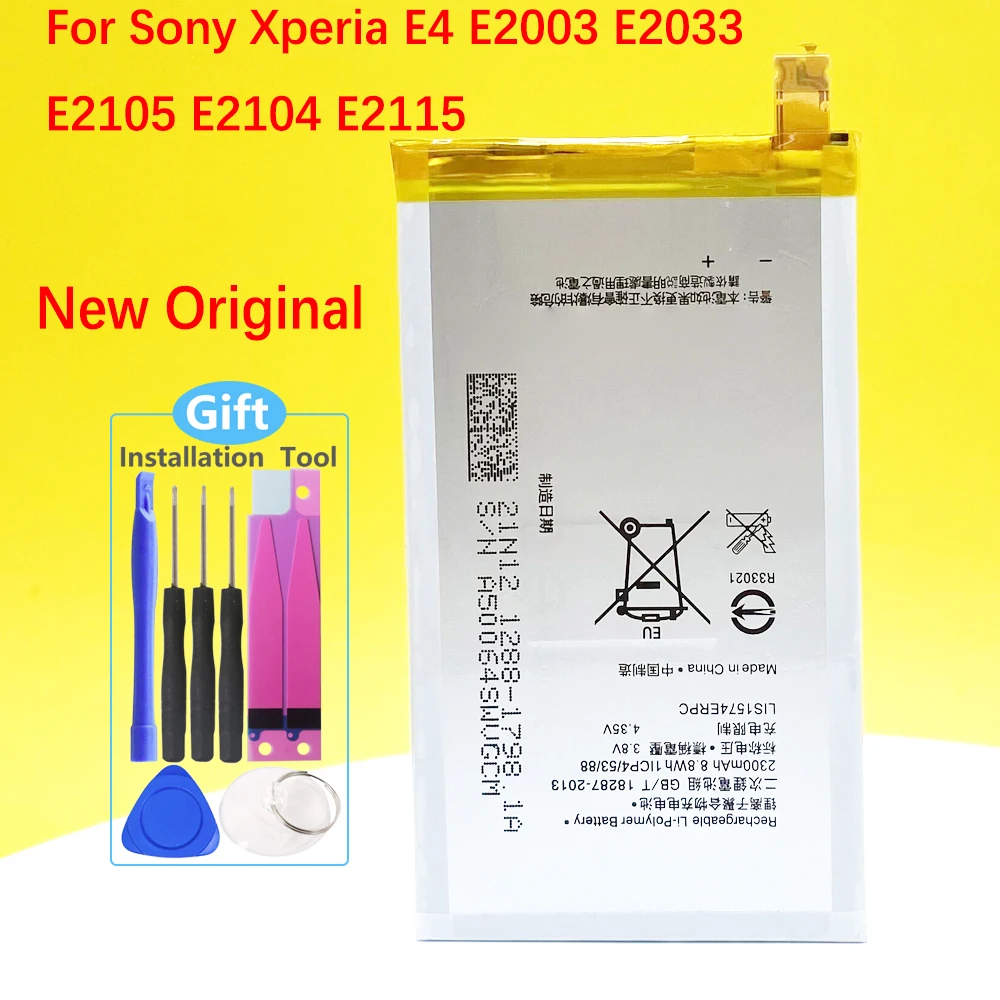 

100% Оригинальный аккумулятор 2300mA LIS1574ERPC для SONY Xperia E4 E2003 E2033 E2105 E2104 E2115, высококачественный аккумулятор для телефона