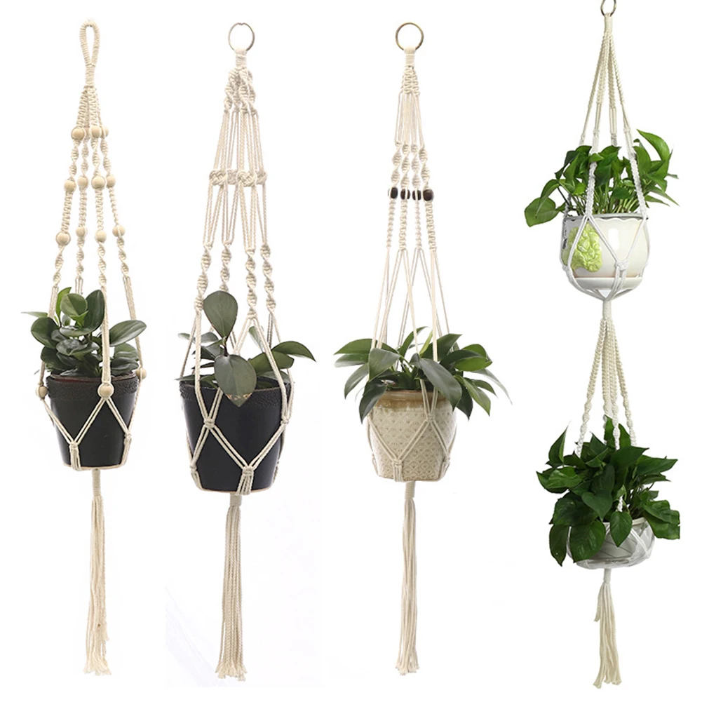 

Hanging Plant Holders Vintage Macrame Hanging Baskets Net Plant Holder IndoorOutdoor Hanging Flowerpot Basket Pots Holder