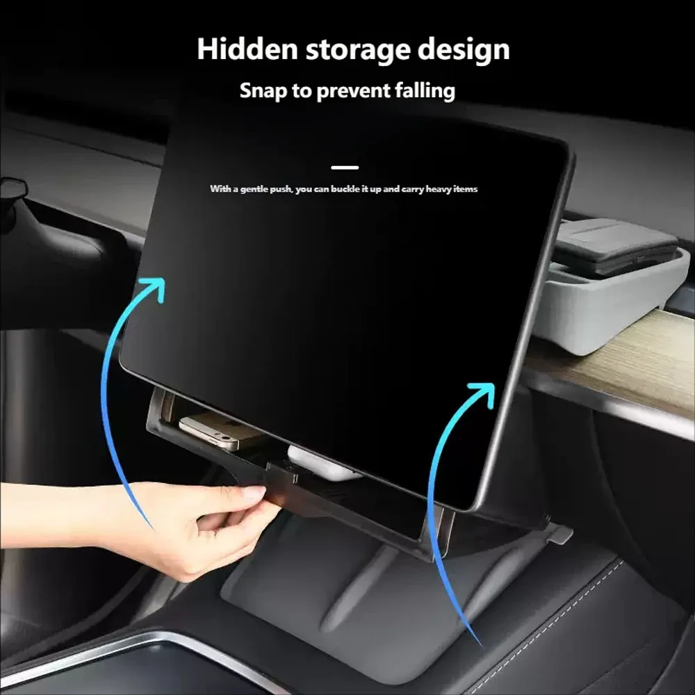 Фото Для Tesla Model 3/Y/YL/Refresh: Скрытый магнитный отсек для хранения с открывающимся и закрывающимся механизмом, большой объем, скрытый ящик для хранения. №2
