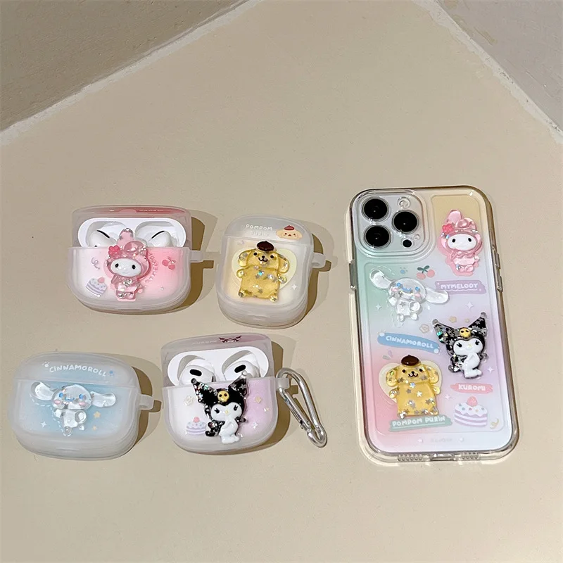 

Sanrio Stereo Earphone Case Kuromi Melody Cinnamoroll Suitable Airpods Pro1/2/3 Generation Apple Wireless Headphone Sleeve