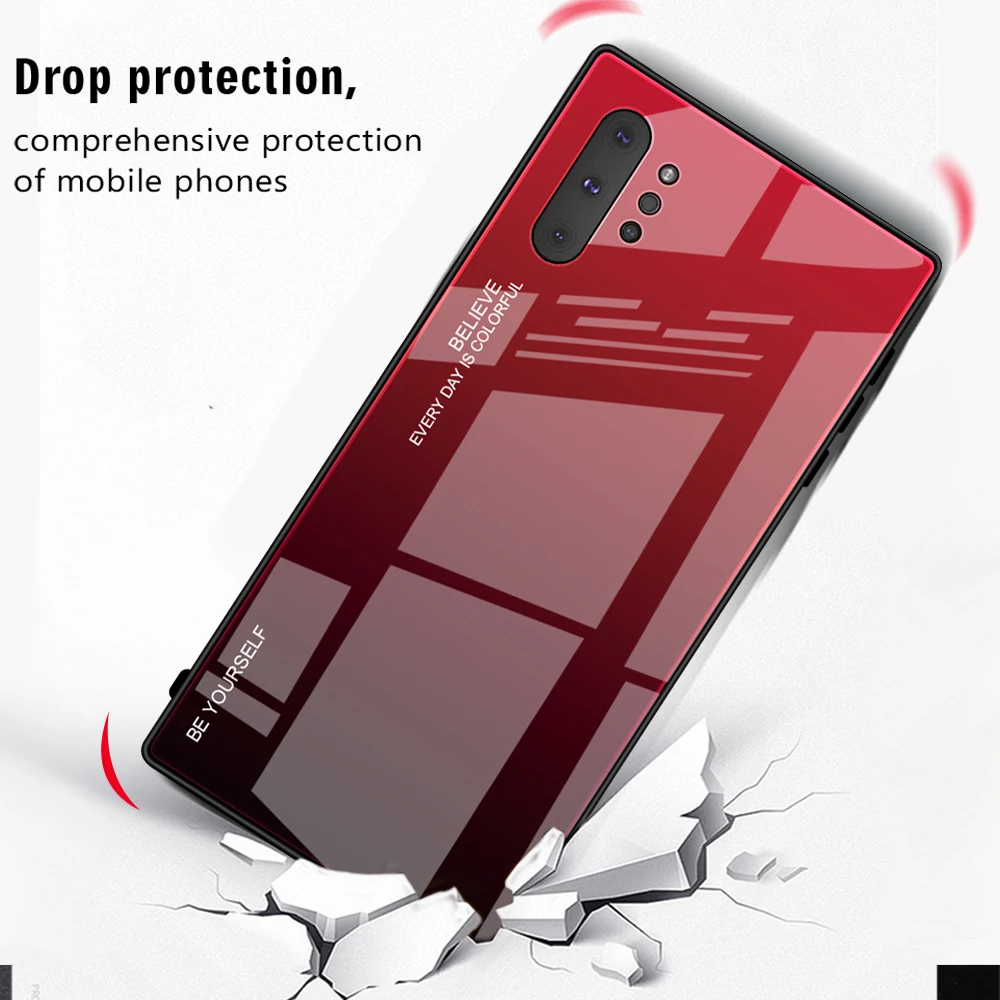 Фото Для Samsung Galaxy S26 S25U чехол из жесткого закаленного стекла с градиентом защитная задняя крышка чехол для samsung note 10 plus note 10 pro 10+ №5