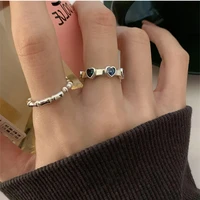 fmily colorful peach heart 925 sterling silver zircon ring opening adjustable wild geometric fashion jewelry for girlfriend gift