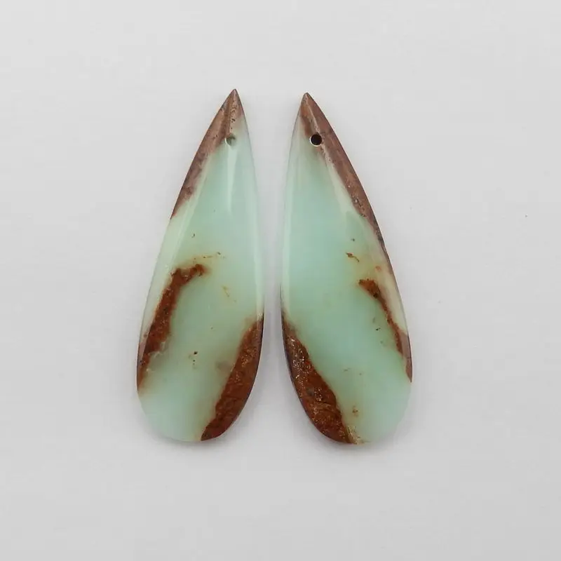 Semiprecious Natural Stone Chrysoprase Gemstone Teardrop Women Earrings Accessories Summer 39x14x3mm 6g