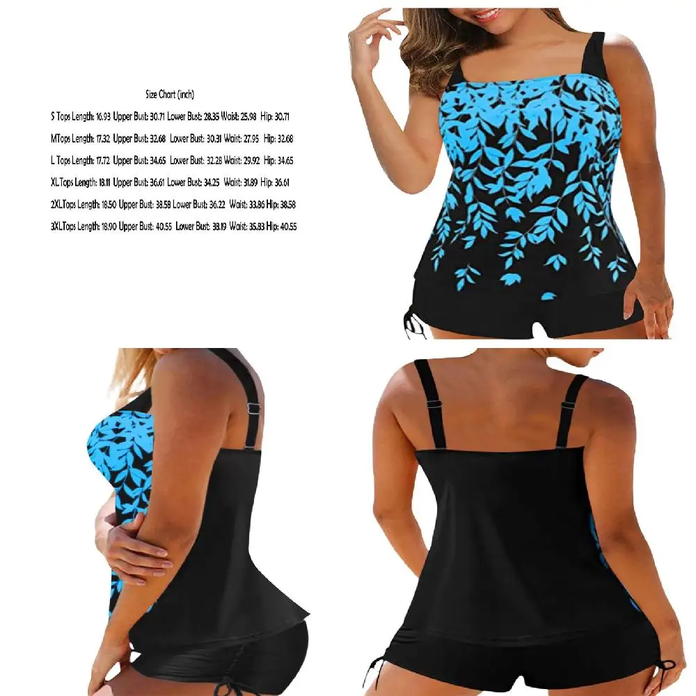

Modest Comfortable & Stylish Floral Printed 2 Piece UPF50+ Sun Protection Women's Loose Fit Swimsuits for Bathing.