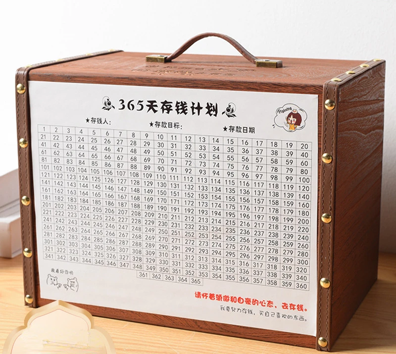 

Children's Piggy Bank 365 Days Plan to Save Money Wooden Box Children's Birthday Gift Wooden Piggy Bank Change Storage Box