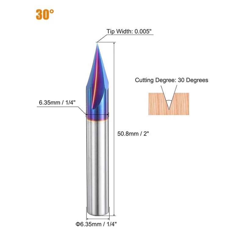

Фреза JWXZ xidao1054 твердосплавная 1/4 дюйма 3-х лепестковая V-образная для резьбы