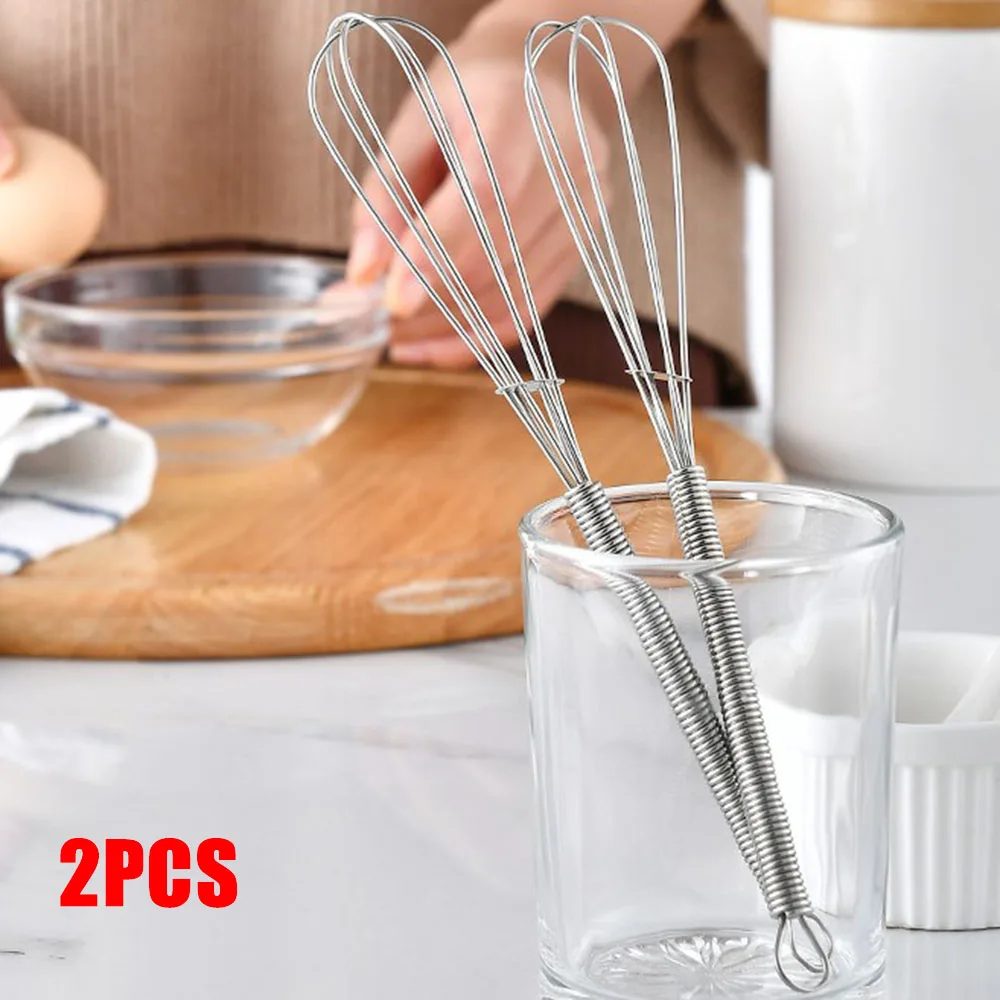 

2PCS Small Stainless Steel Balloon Wire Whisk Set 180*25mmWhip Mix Stir Beat Mixer Stiring Tool Kitchen Tools