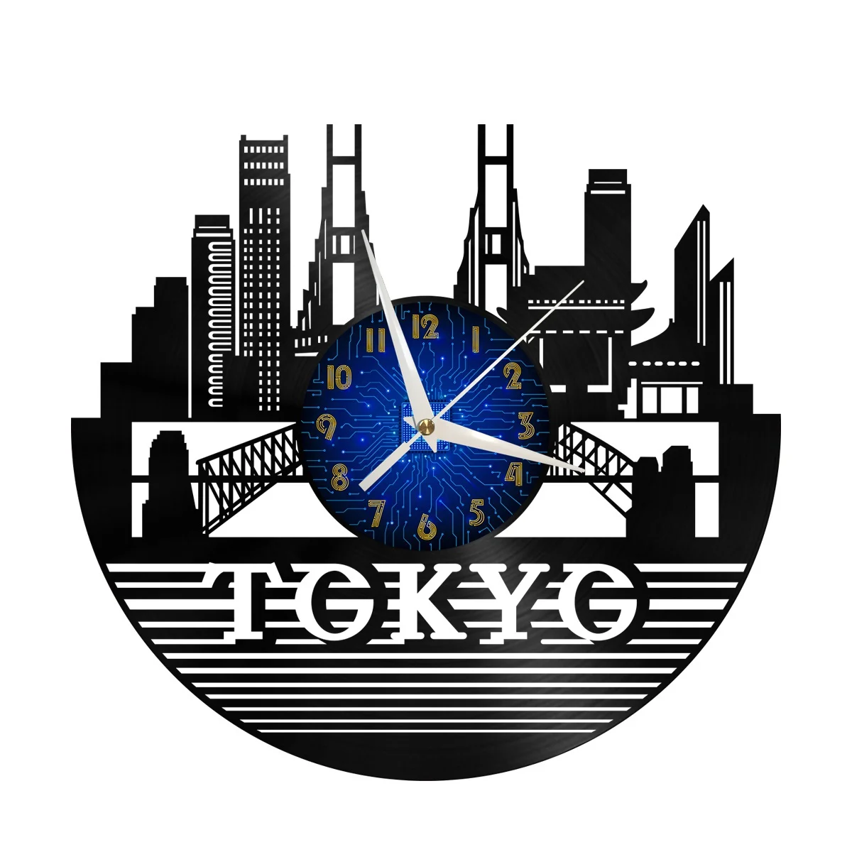 

Tokyo Vinyl Wall Clock, Vinyl Record Clock Wall Art Silent & Non-ticking