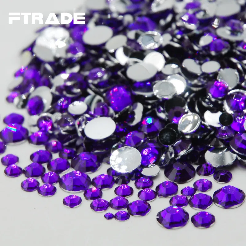 

Mixed Sizes Rhinestones Violet Color Non Hot Fix Stones Flat Back for Gems Clothes Crystal Decorations Jewelry Bag Shose