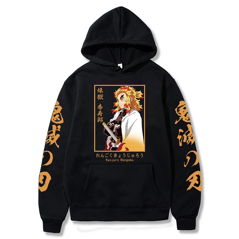 

Funny Hot Anime Demon Slayer Hoodie Men Women Kyojuro Rengoku Sweatshirt Winter Streetwear Oversized Y2k Loose Casual Pullovers