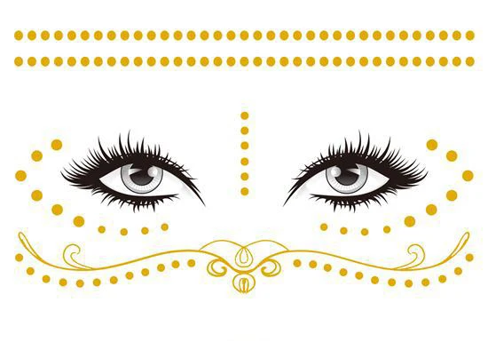

Gold Face Temporary Tattoo Sticker chain plant pattern Waterproof Freckles Makeup Eye Decal Body Art for Girl Kid 10