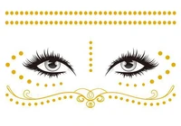 gold face temporary tattoo sticker chain plant pattern waterproof freckles makeup eye decal body art for girl kid 10