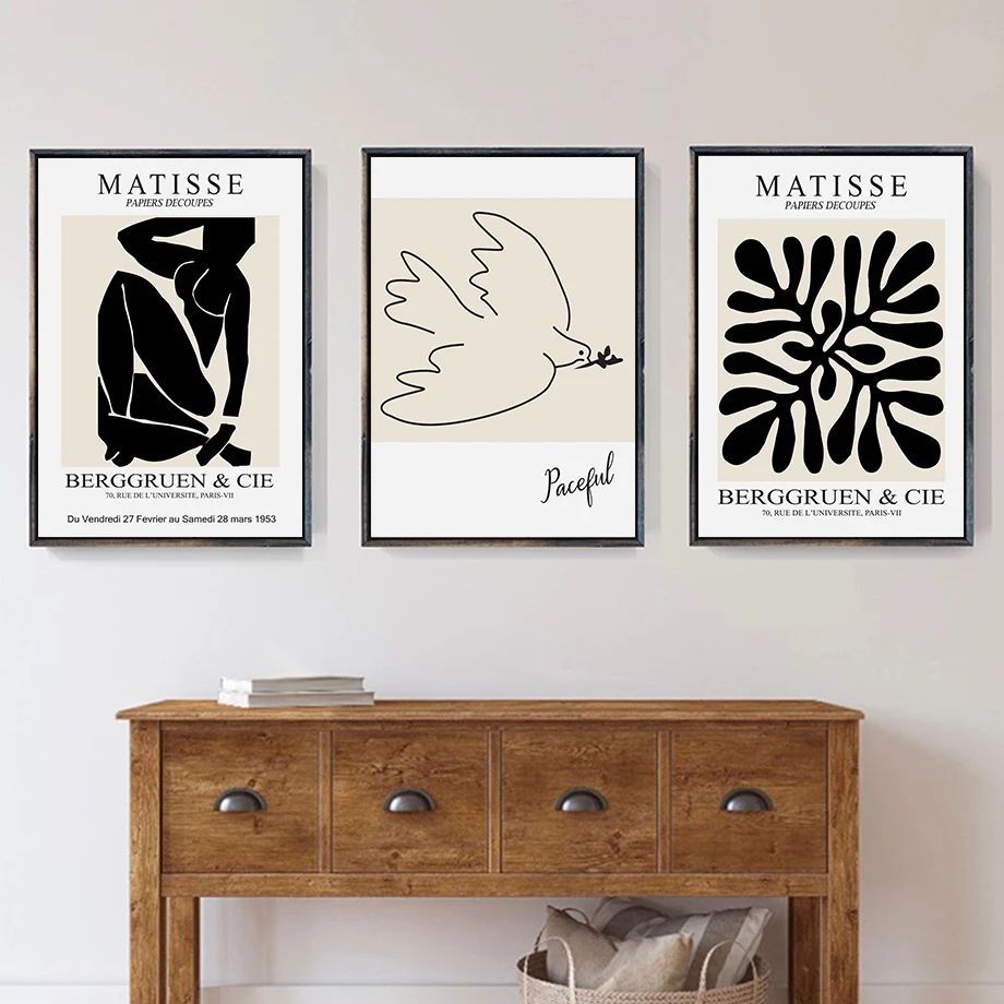 Abstract Picasso Matisse Coral Retro Posters And Prints Wall