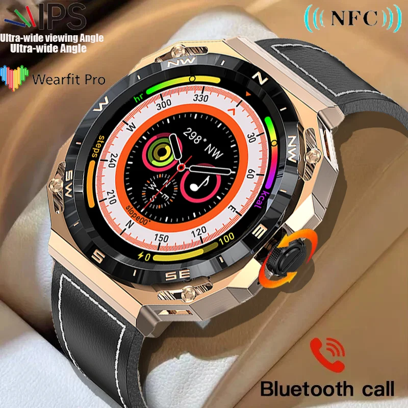 

2023 New men's smart watch AI language assistant NFC Compass 1.5inch full screen touch 466*466 HD screen men's smart watch + box