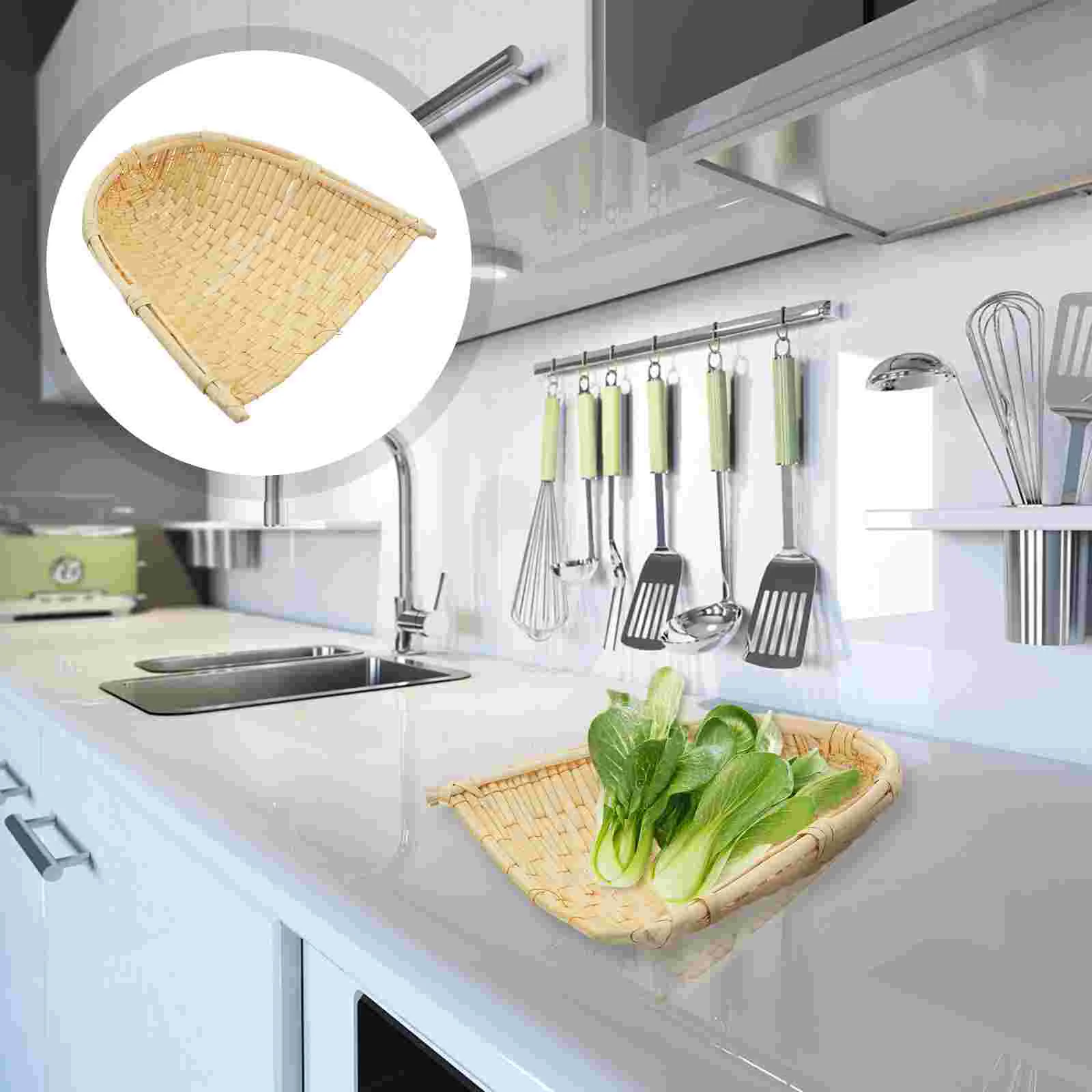 

Basket Fruit Serving Woven Baskets Storage Container Wicker Picnic Household Decorative Bood Desktop Vegetable Friendly Kitchen