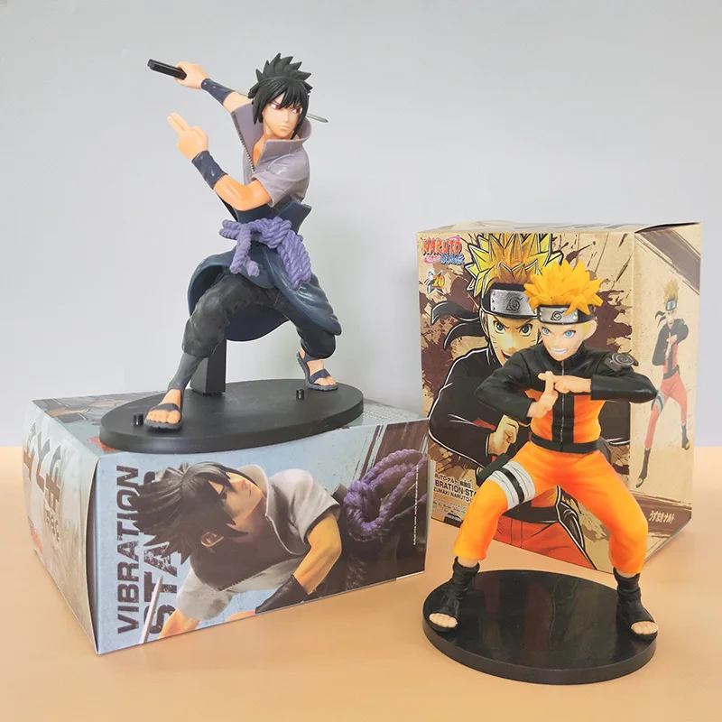 

2 шт./компл. в коробке 18 см 2022 Новинка Аниме Наруто Шипуден Учиха Саске ПВХ фигурка модель игрушки кукла орнамент собирать рождественские под...