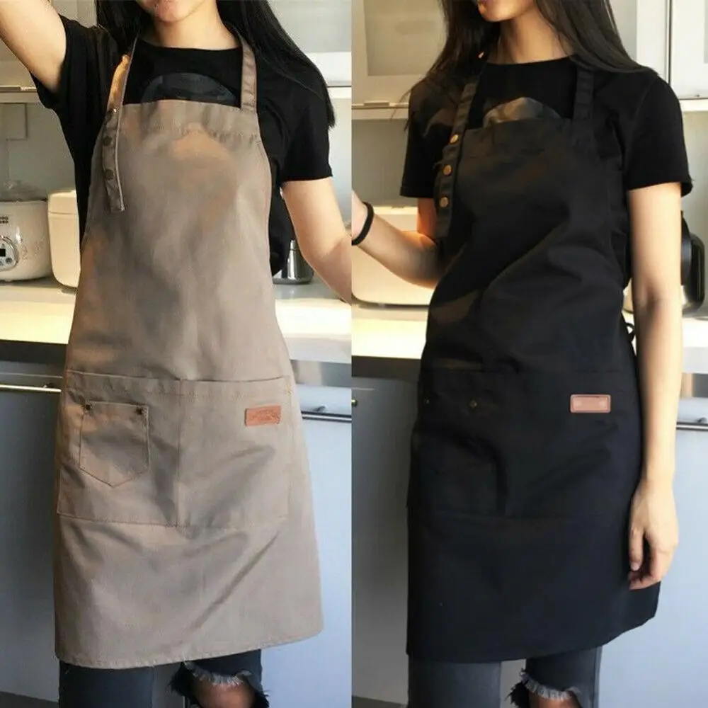 

New Pure Color Cooking Kitchen Canvas Apron Unisex Woman Men Chef Waiter Cafe Shop BBQ Hairdresser Aprons Bibs Kitchen Accessory