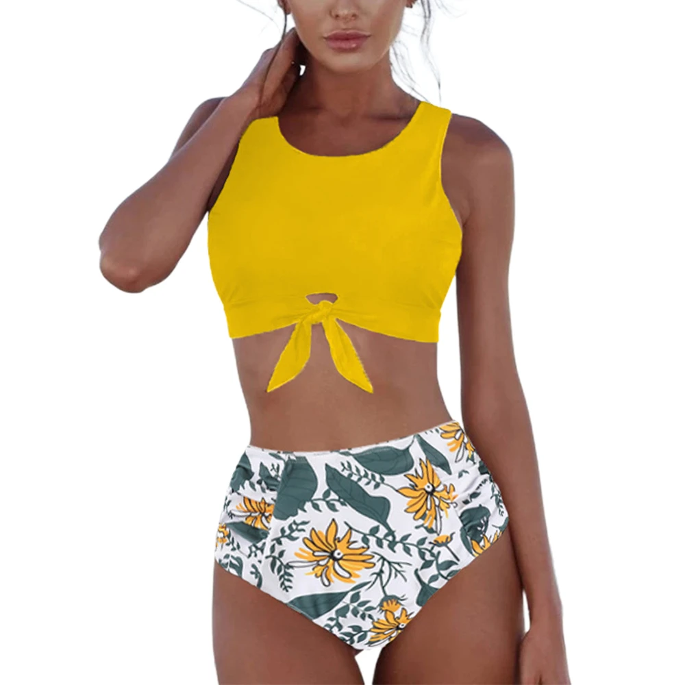 

Swimsuit Women Two Piece Suit Set Bikini Tank Top Twist-bow Female Bathing Suit Summer Womens Clothes High Waist Swimwear Woman