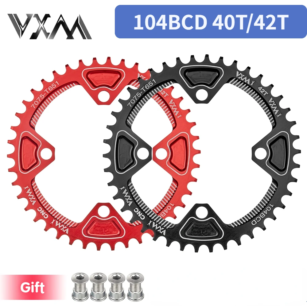 

VXM 104BCD Round Narrow Wide Chainring MTB Mountain Bike Bicycle 40T 42T Crankset Single Tooth Plate Parts 104 BCD