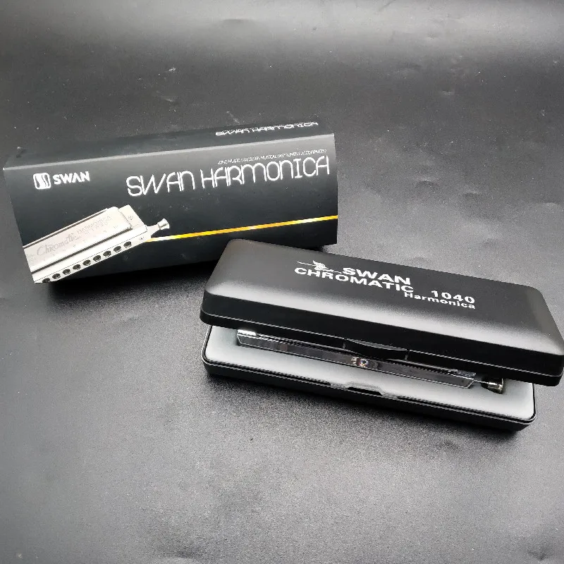 Swan SW1040 Silver Color 10 Holes 40 Tones Chromatic Harmonica Changeable Musical Instrument Woodwind Harp