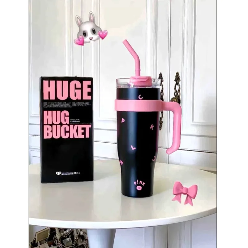 Cup Portable 304 Stainless Steel Coffee Thermal Cute Leak-proof Straw Water Bottle