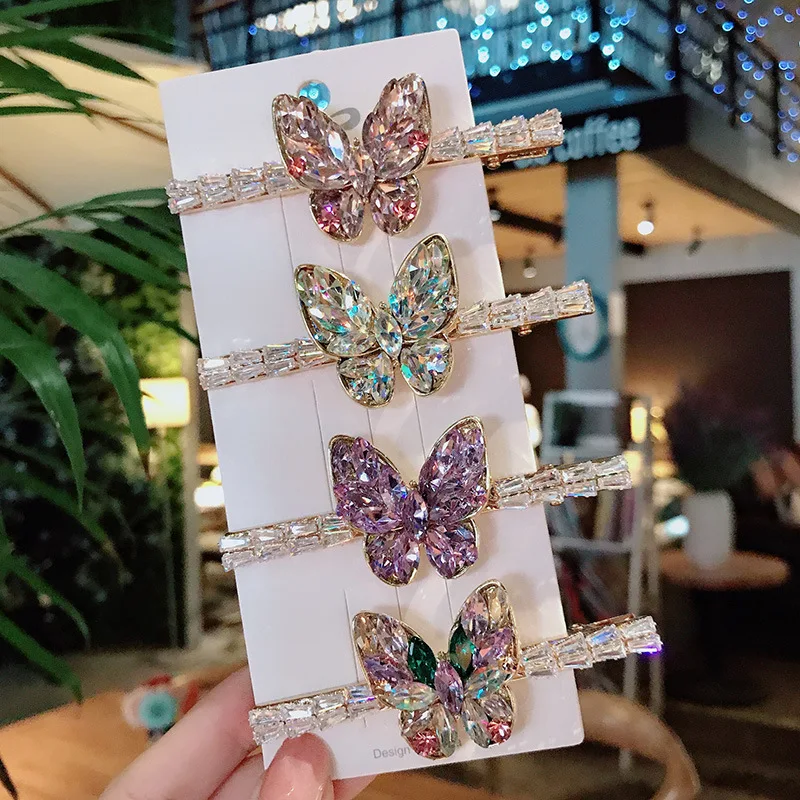 

S3060 Fashion Jewelry Zircon Crystal Butterfly Hairclip Duck Beak Hair Clips Women Girls Barrettes Hair Accessories