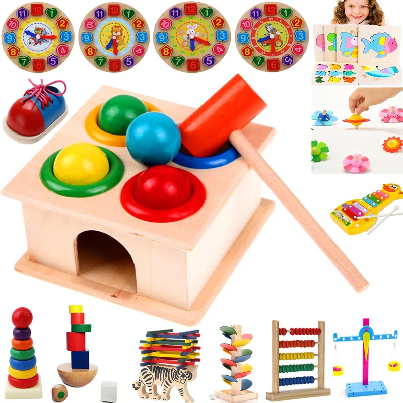 

1Set Wooden Hammering Ball With Hammer Box Color Cognitive Matching Toy Children Early Learning Toy Xmas Gift