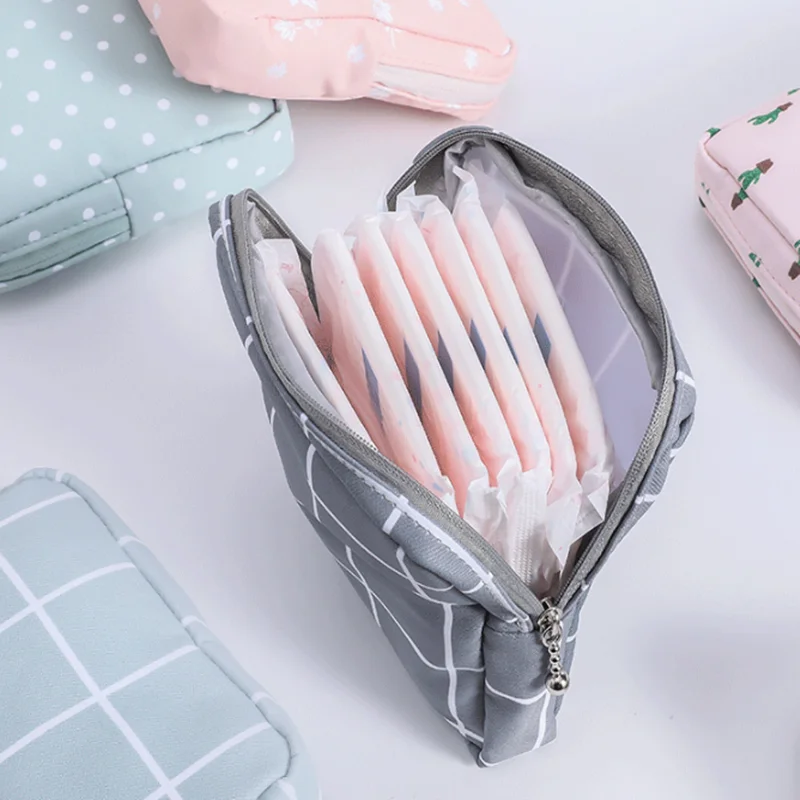 

New Sanitary Pad Pouch Mini Folding Women Cute Bag for Gaskets Napkin Towel Storage Bags Pouch Case Sanitary Pad Organizer