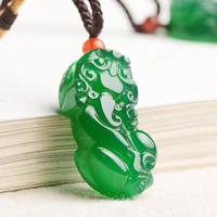 natural green chalcedony hand carved pixiu pendant fashion boutique jewelry men and women green agate necklace gift accessories