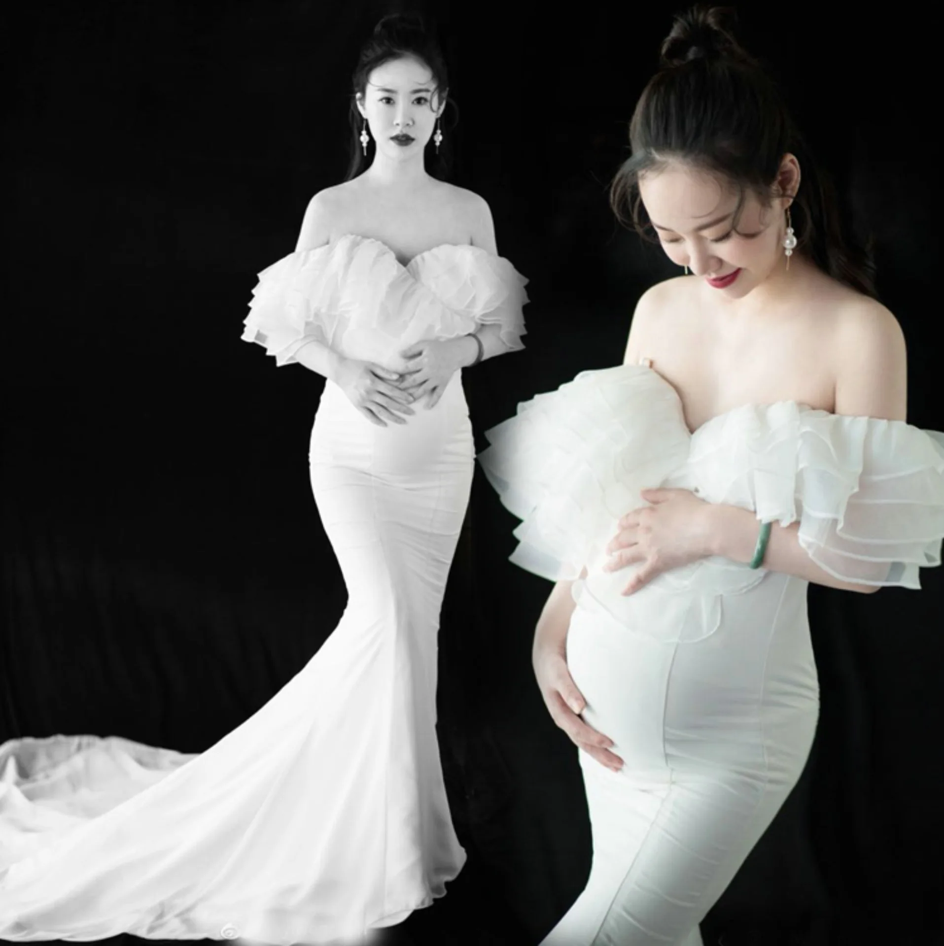 

Popodion 2022 New Maternity Photo Clothing Simple Maternity Clothes CHD20533