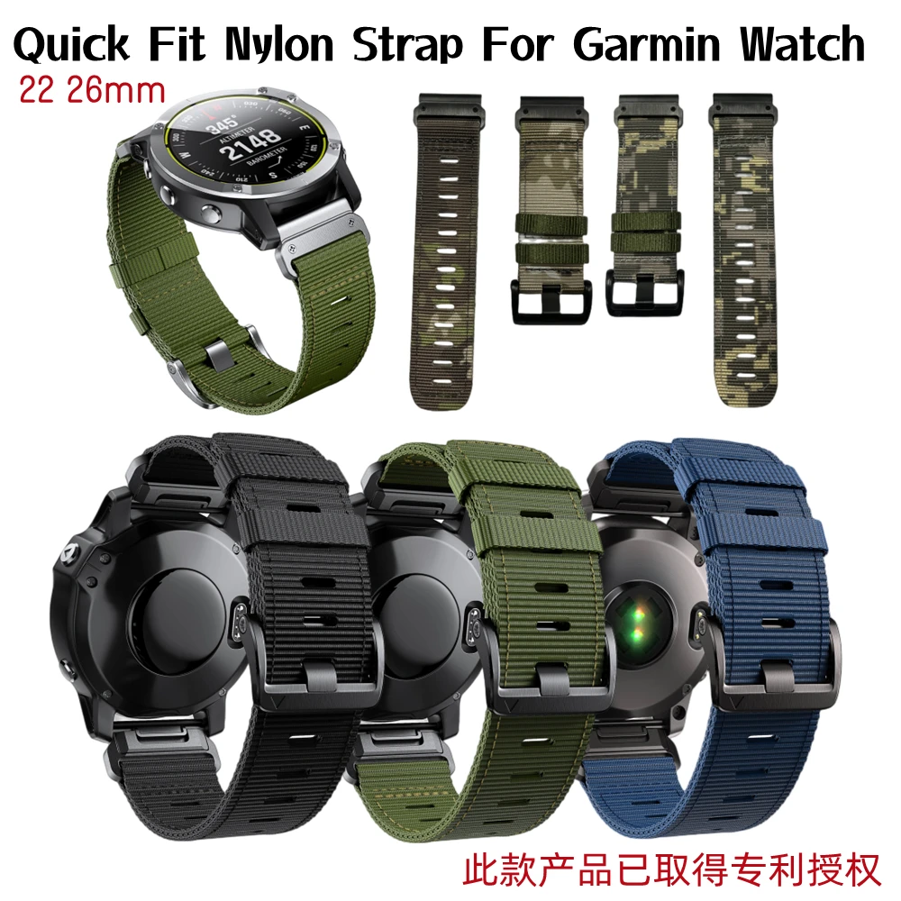 22 26mm Nylon Strap Belt Quick Release Wristband For Garmin Fenix5s/5X/5Plus/6s/6X/6Pro/7s/7X/Instinct 2s Watch Band Bracelet