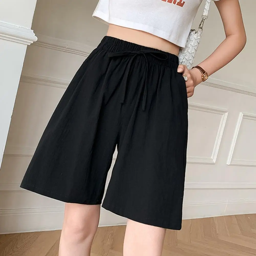

Women's Cotton Shorts Long Vintage Casual Loose Black Classic Oversize Knee-length Shorts High Waist Summer Shorts for Women