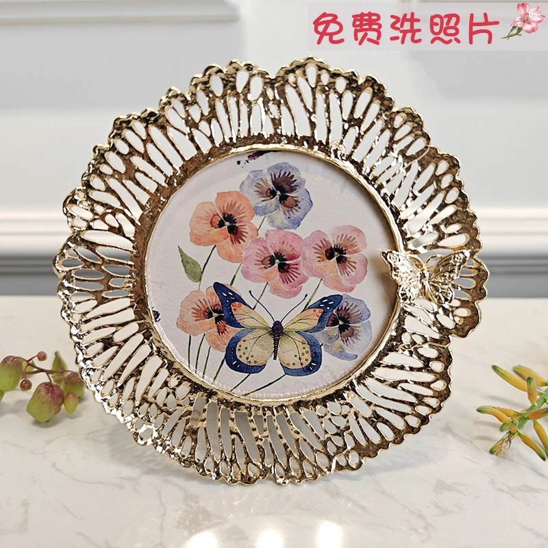 Круглая металлическая фоторамка 4 дюйма в скандинавском стиле