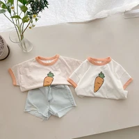 2022 summer new baby short sleeve t shirt cotton infant tee boys tops cute carrot print baby girl t shirt toddler clothes