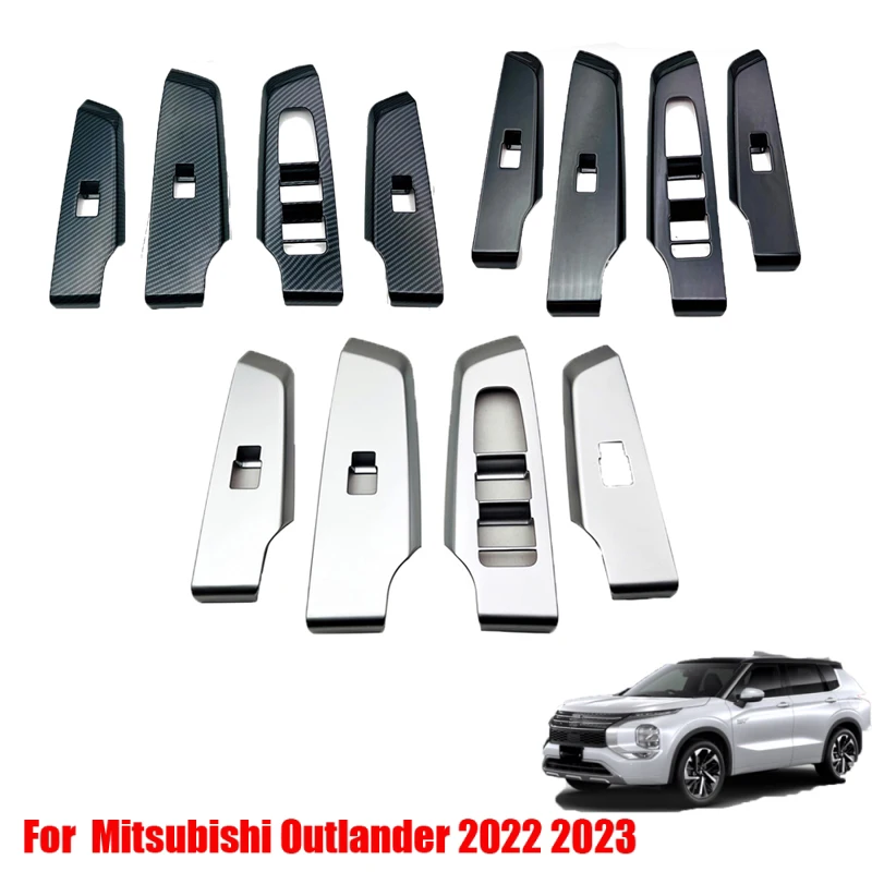 

RHD For Mitsubishi Outlander 2022 2023 ABS black Car Window Glass Lift Button Switch Cover Trim Door Armrest Panel trim
