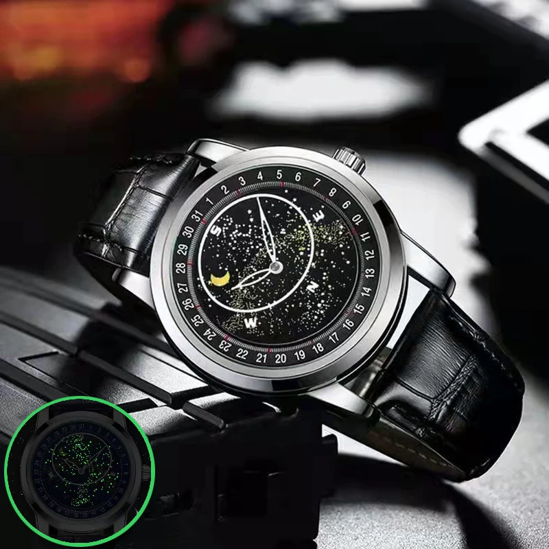 

Luminous Men Watches 2022 Creative Starry Sky Dial Luxurious Watch Men Quartz Wrist Watches Stainless Steel Wristwatches relogio