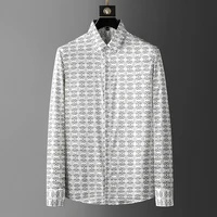 fashion printed shirts for men 2022 long sleeve business slim fit casual dress shirt brand streetwear social party male clothing